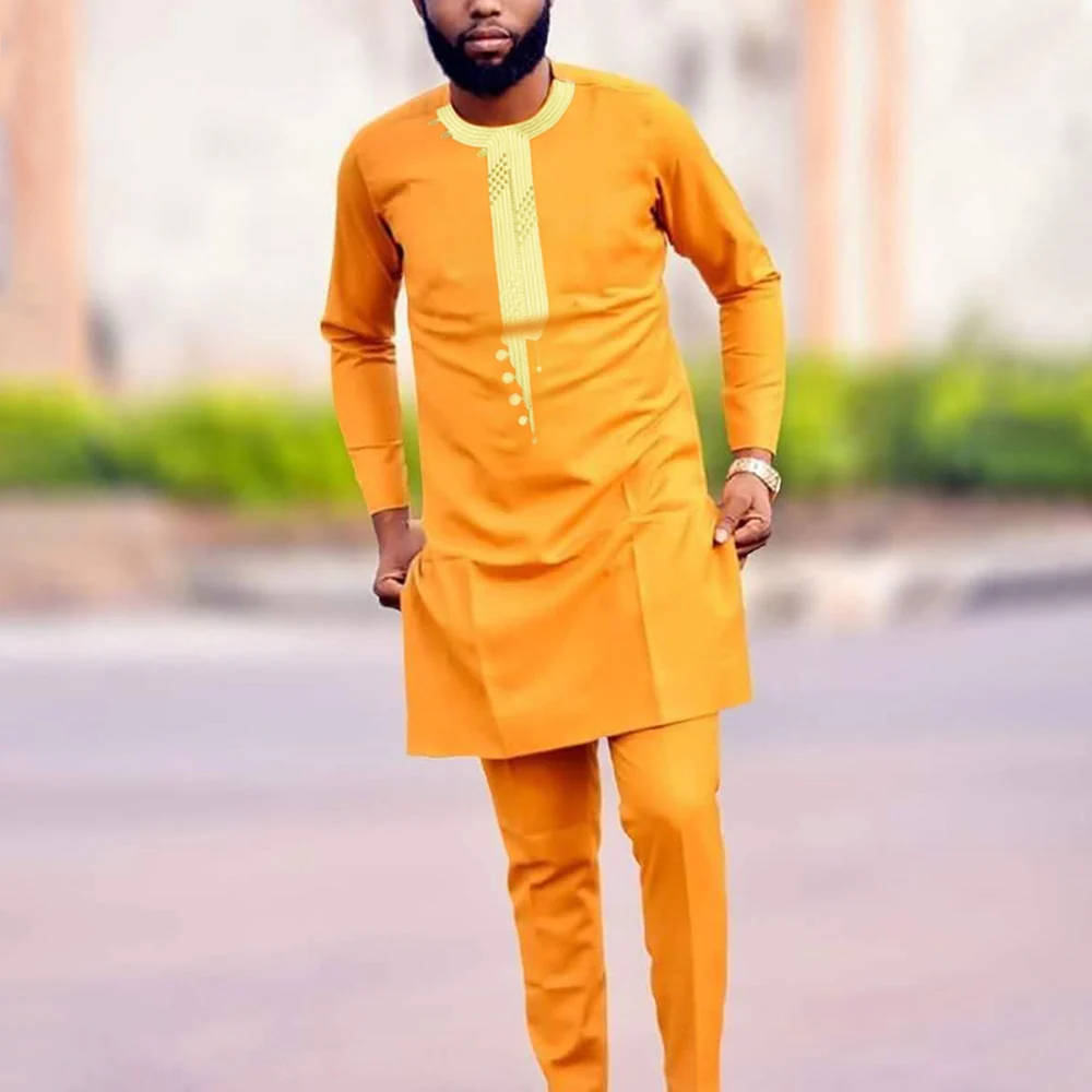 Boubou Africain Homme Orange – Image 2